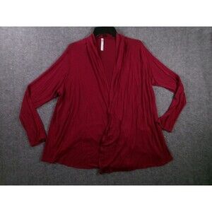 Isaac Liev Cardigan Women 2XL Burgundy Open Front Draped Lightweight Capsule